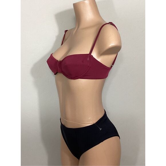 New. HAIGHT vintage burgundy and black bikini. Retails $259. M-top/L- bottom - Picture 4 of 14